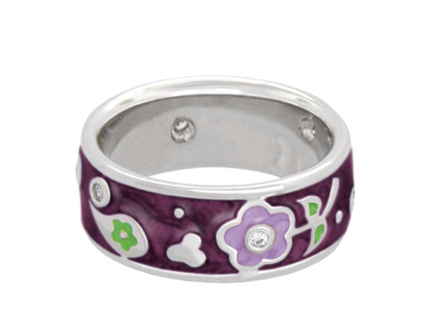 Daisy Love Band Ring - Wildflower, purple enamel floral with crystal accents by Lauren G Adams on Tampa Home & Garden Store