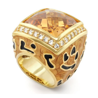 Lauren G Adams Animal Paradise Ring Leopard Crystal Cushion gold-tone with pavé crystals on Tampa Home & Garden Store