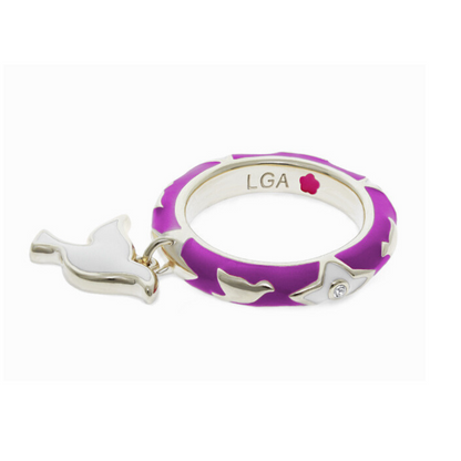 Charming 2 Stackable Ring Dove Charm, purple enamel with silver dove charms by Lauren G Adams on Tampa Home & Garden Store