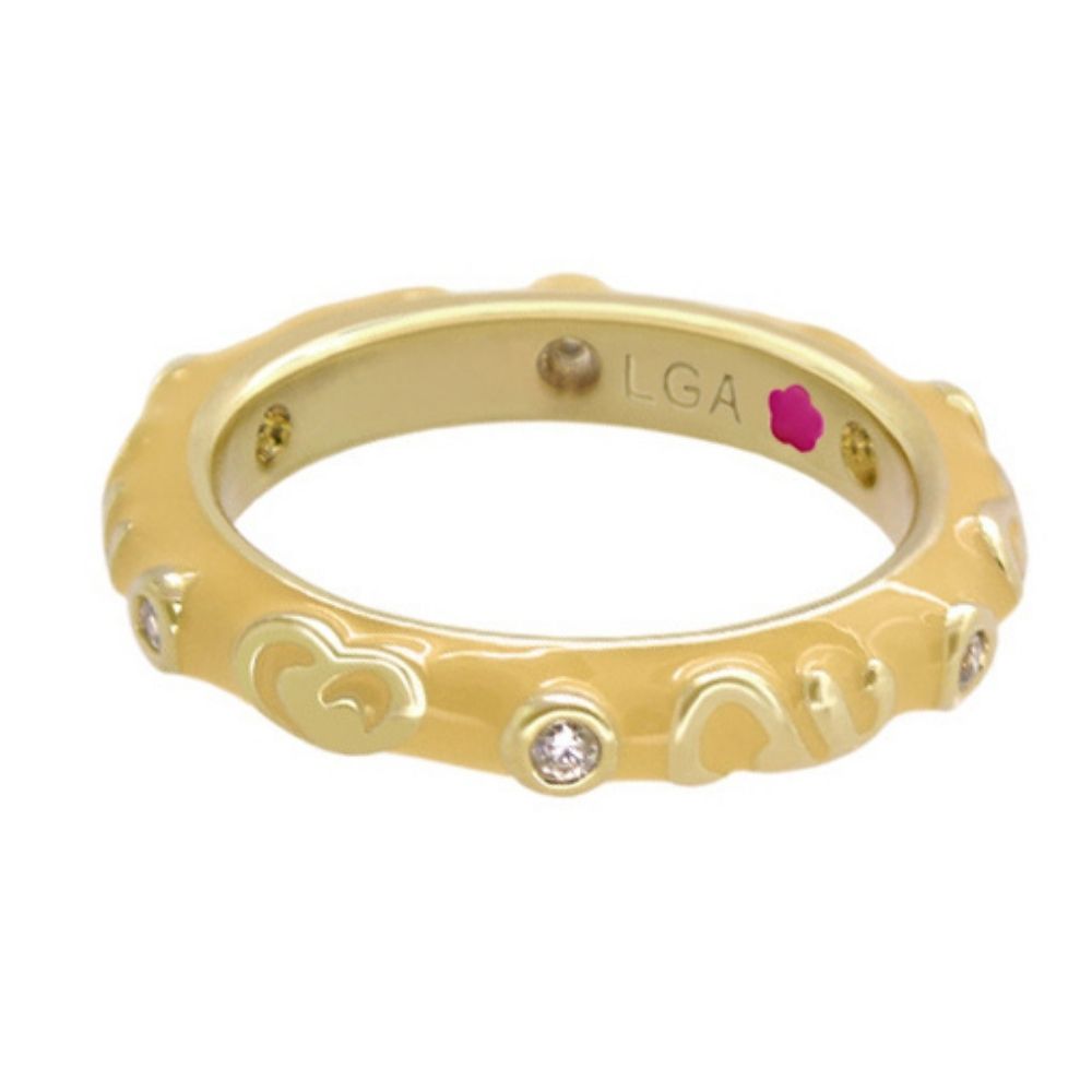 Stackable Desire Ring Heart & Swirl Band gold tone by Lauren G Adams with crystal accents on Tampa Home & Garden Store