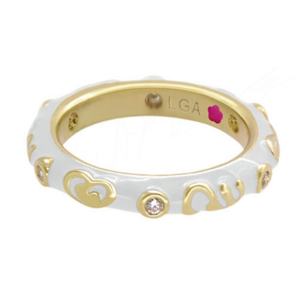 Stackable Desire Ring Heart & Swirl Band white enamel ring with gold-tone accents Lauren G Adams on Tampa Home & Garden Store