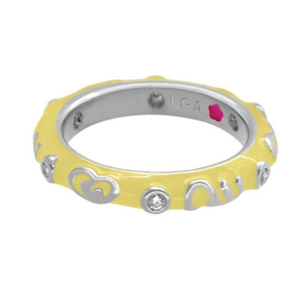Stackable Desire Ring Heart & Swirl Band yellow enamel Lauren G Adams on Tampa Home & Garden Store