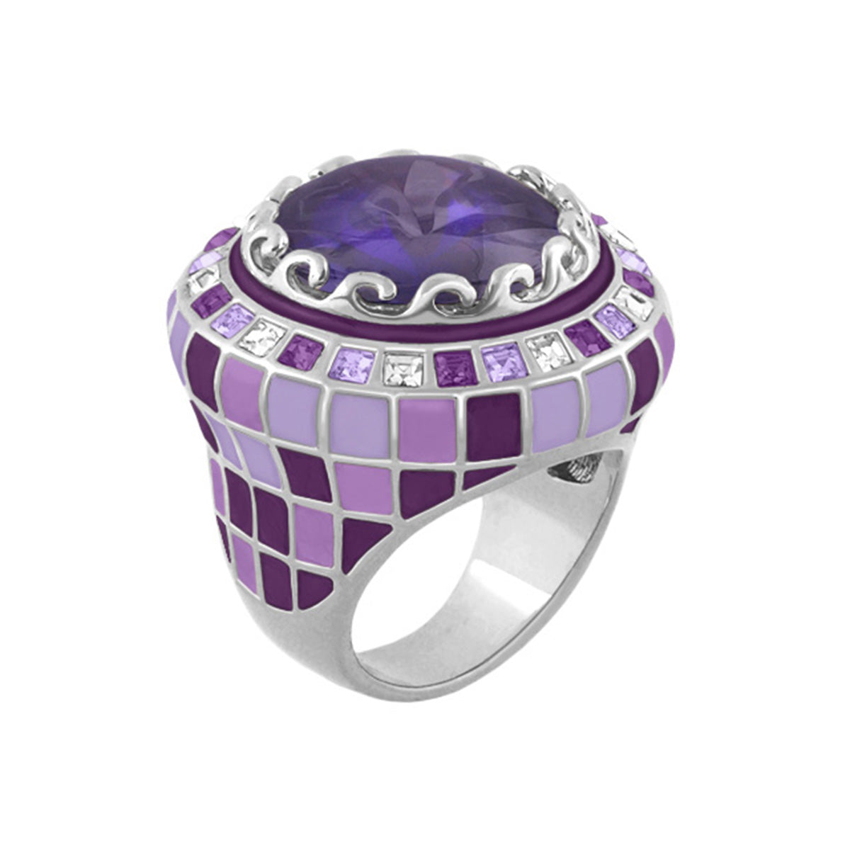 Sundial ring by Lauren G Adams purple cocktail ring with lilac tile band in silver on Tampa Home & Garden Store