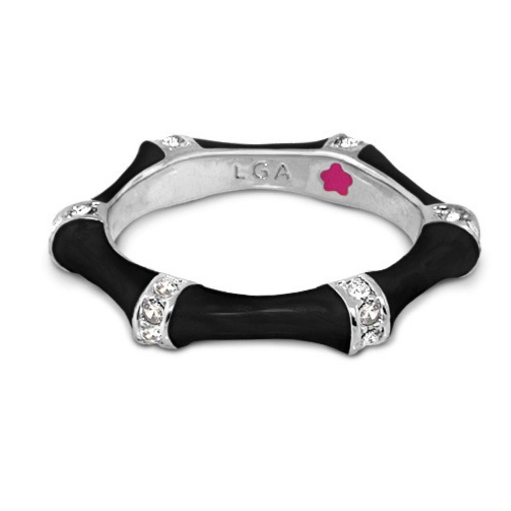 Bamboo Stackable Ring black segmented band with crystal accents by Lauren G Adams on Tampa Home & Garden Store