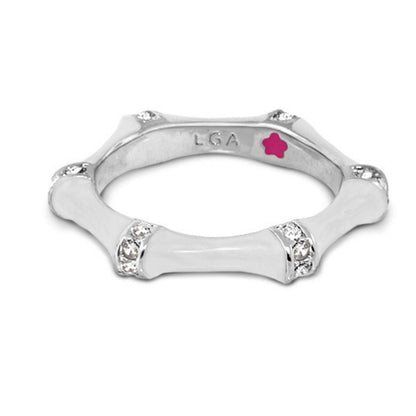 Bamboo Stackable Ring by Lauren G Adams, silver-tone band with crystal bamboo segments on Tampa Home & Garden Store