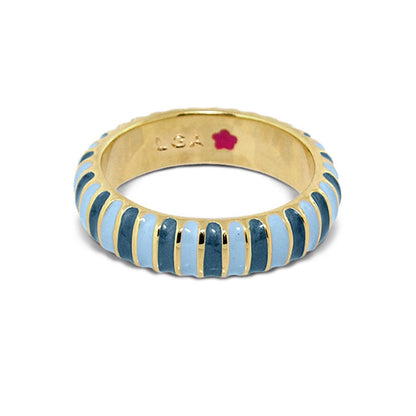 Laguna Links ring, gold-tone stackable ring with blue enamel links by Lauren G Adams on Tampa Home & Garden Store