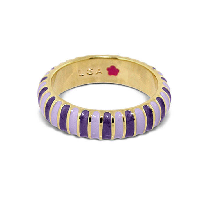 Laguna Links ring by Lauren G Adams, gold-tone stackable ring with purple enamel links on Tampa Home & Garden Store