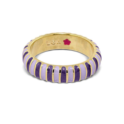 Laguna Links ring by Lauren G Adams, gold-tone stackable ring with purple enamel links on Tampa Home & Garden Store