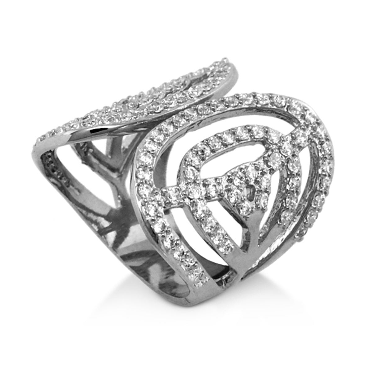 Orbital cocktail ring by Lauren G Adams, silver-tone with pavé diamonds on Tampa Home & Garden Store