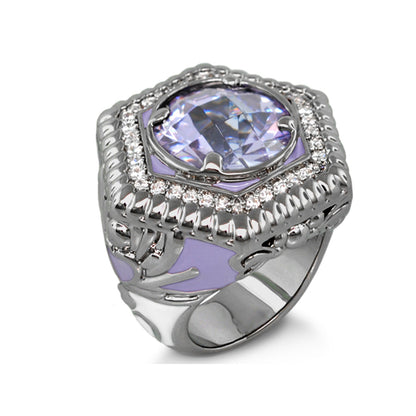 Royal Knight Cocktail Ring by Lauren G Adams with purple oval gem crystal halo on band on Tampa Home & Garden Store