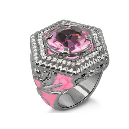 Royal Knight Cocktail Ring by Lauren G Adams, pink enamel ring with pink gemstone on Tampa Home & Garden Store