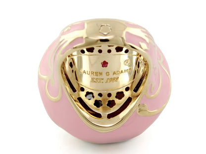 Pink Flower Enamel And Gold Statement Ring