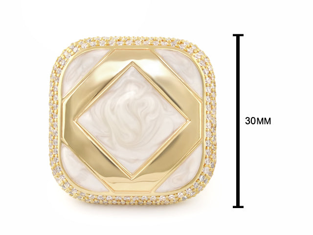 Diamond Girl Cocktail ring by Lauren G Adams, gold square setting with marbled center on Tampa Home & Garden Store
