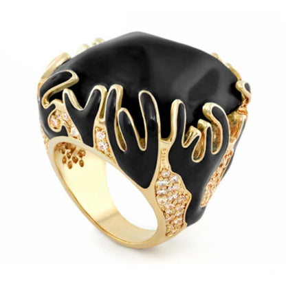 Pretty Little Things Ring by Lauren G Adams, gold ring with black stone and coral accents on Tampa Home & Garden Store