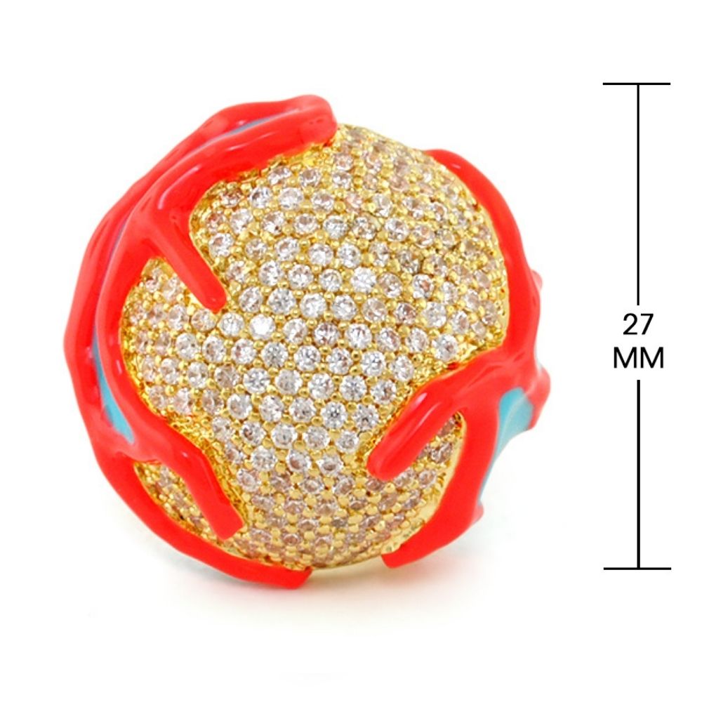 Pretty Little Things cocktail ring Lauren G Adams, gold pavé crystals, red claw setting, 27 mm on Tampa Home & Garden Store