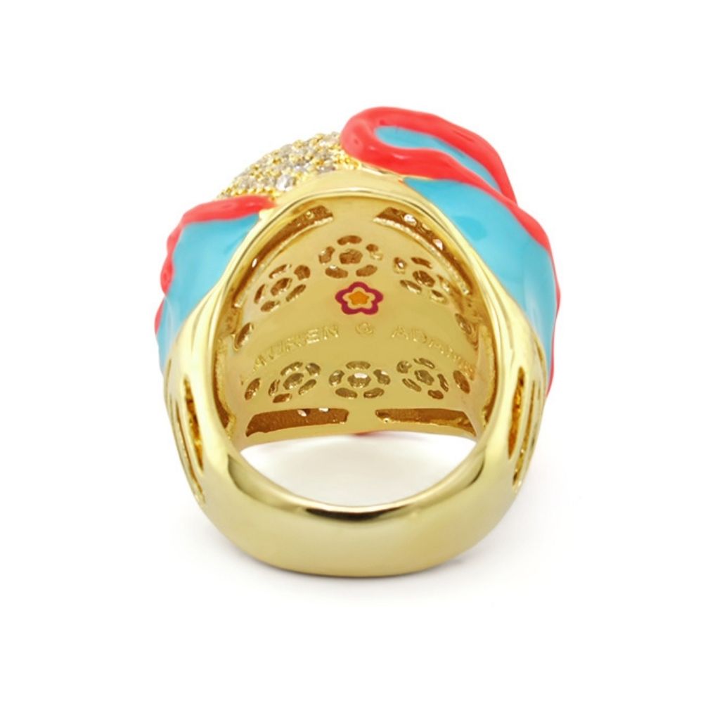 Pretty Little Things Cocktail Ring Lauren G Adams turquoise enamel on gold-tone band on Tampa Home & Garden Store