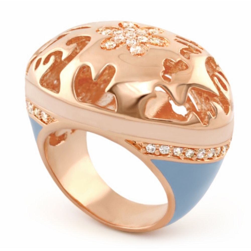 Allure Cocktail Ring by Lauren G Adams, rose gold with blue enamel on Tampa Home & Garden Store