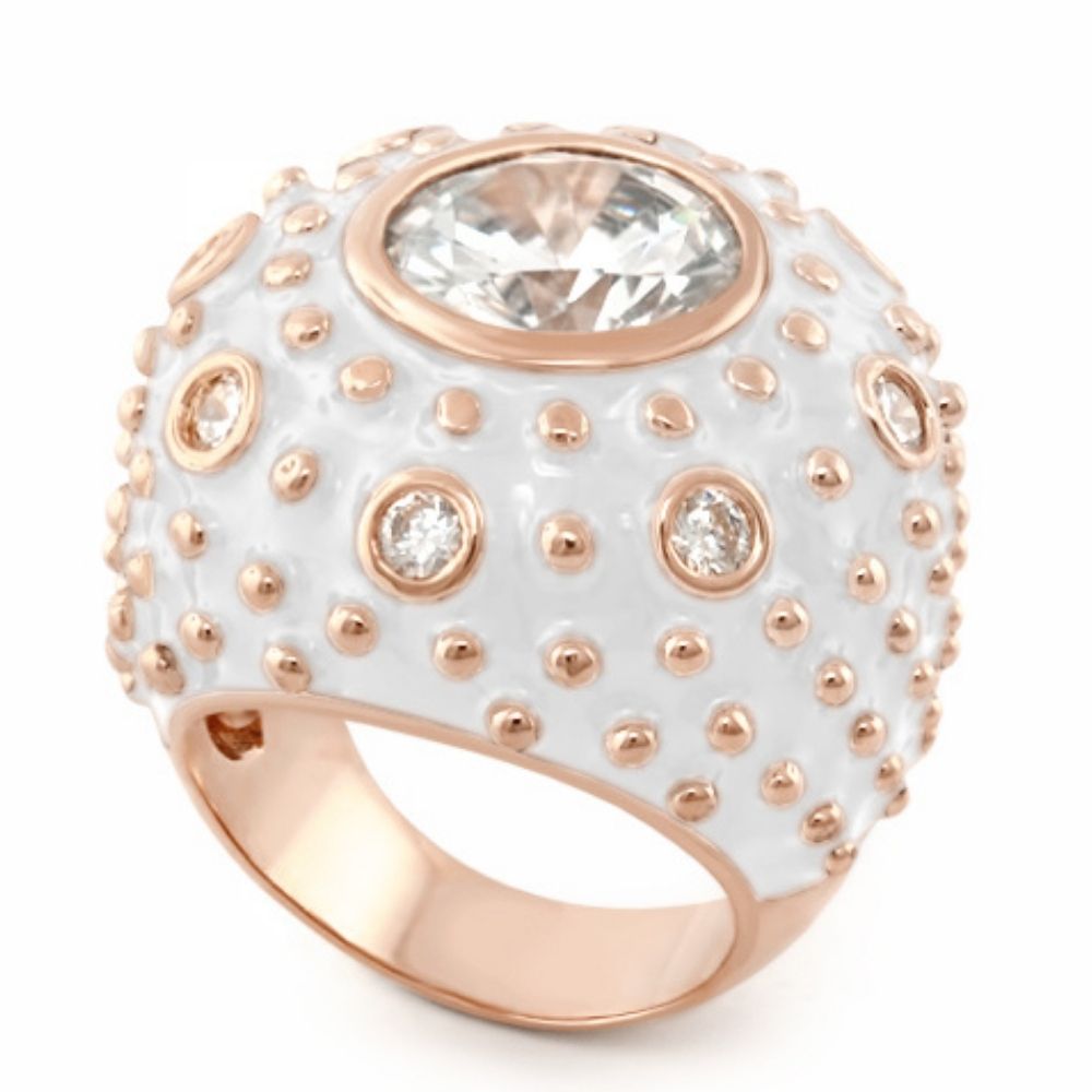 Rock N' Roll Cocktail Ring by Lauren G Adams, enamel with rose gold dots and crystal top on Tampa Home & Garden Store