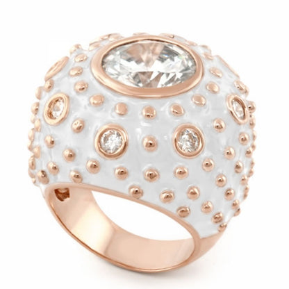 Rock N' Roll Cocktail Ring by Lauren G Adams, enamel with rose gold dots and crystal top on Tampa Home & Garden Store