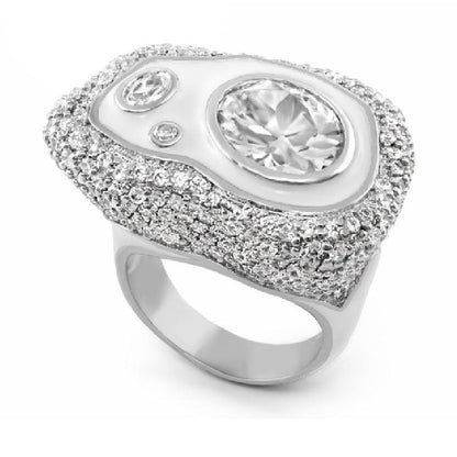 Fire And Ice cocktail ring by Lauren G Adams, silver-tone with large central crystal on Tampa Home & Garden Store