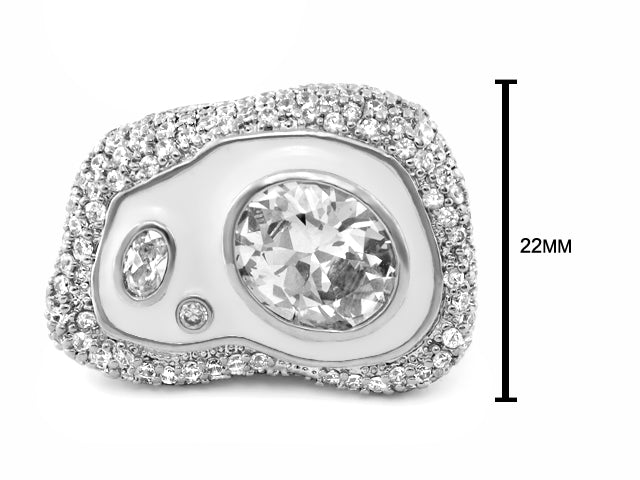 Cocktail ring Fire And Ice by Lauren G Adams, silver-tone with large central crystal 22mm on Tampa Home & Garden Store