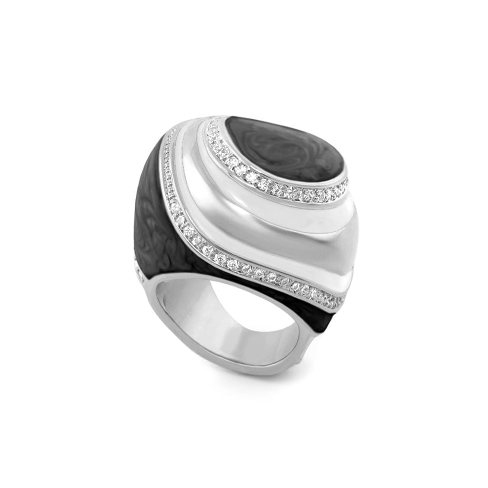 Tribal Cocktail Ring by Lauren G Adams with black inlay and diamond-edged swirls on Tampa Home & Garden Store