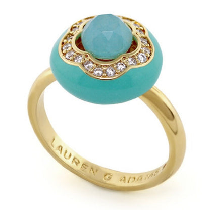 Floral Days Cocktail Ring by Lauren G Adams with turquoise stone and diamond halo on gold band on Tampa Home & Garden Store