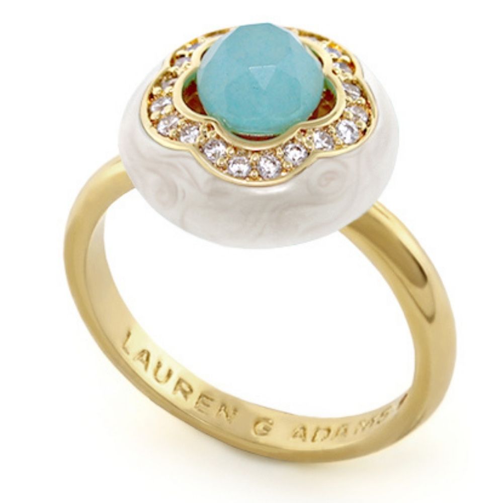 Floral Days Ring gold cocktail ring turquoise stone with diamond halo by Lauren G Adams on Tampa Home & Garden Store