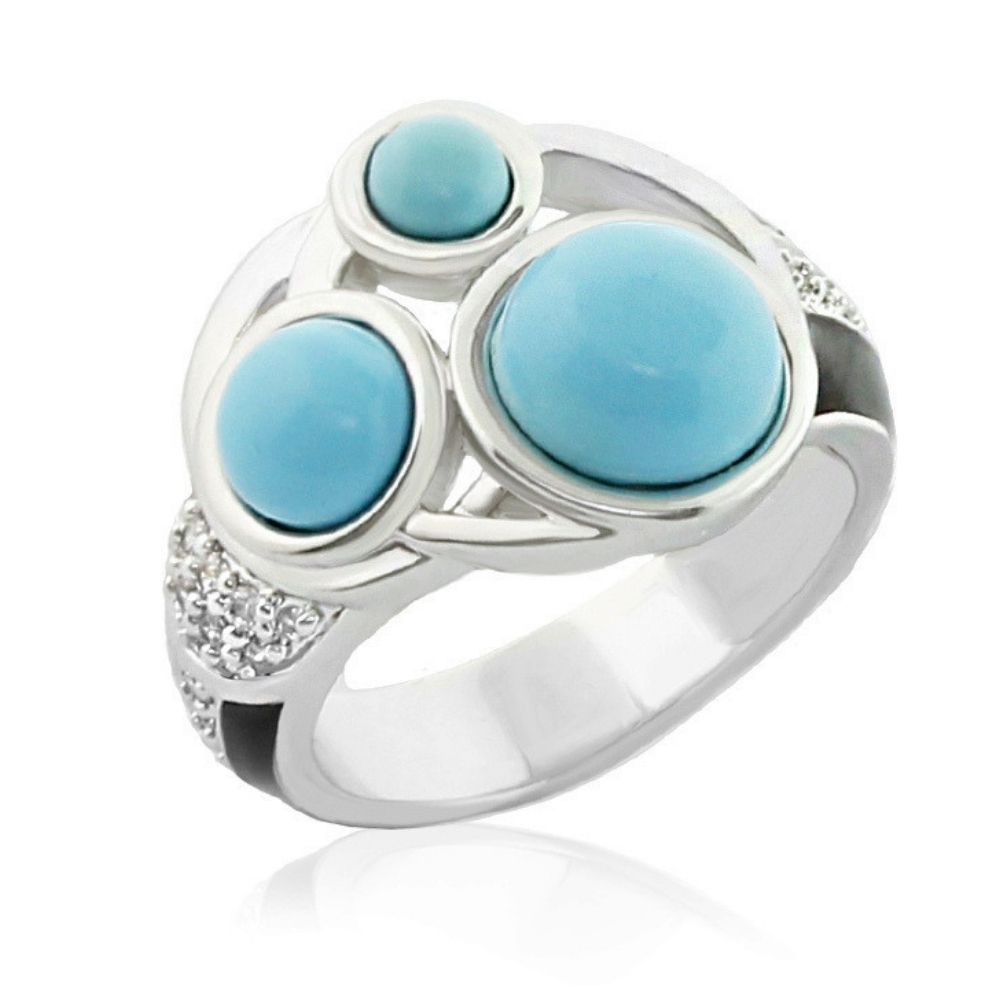Eclipse Collection Ring by Lauren G Adams, silver with turquoise cabochons and pave accents on Tampa Home & Garden Store