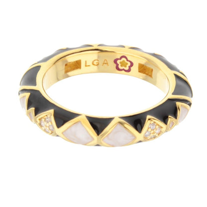 Fierce Edge Stackable Ring in black enamel with gold edge by Lauren G Adams on Tampa Home & Garden Store