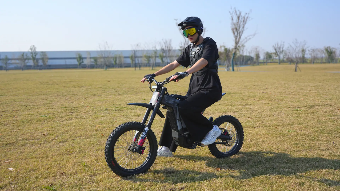 R1-17 e-dirt bike black with knobby tires and front suspension on Tampa Home & Garden Store