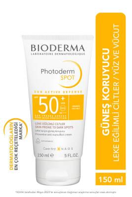 Bioderma Photoderm Spot SPF 50+ sunscreen tube, white with yellow label, 150 ml, orange box on Tampa Home & Garden Store