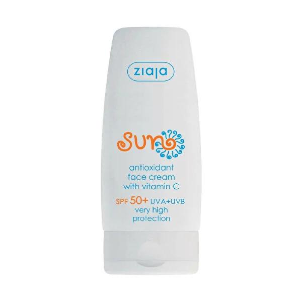 Ziaja antioxidant face cream SPF 50+ with vitamin C in a white tube on Tampa Home & Garden Store