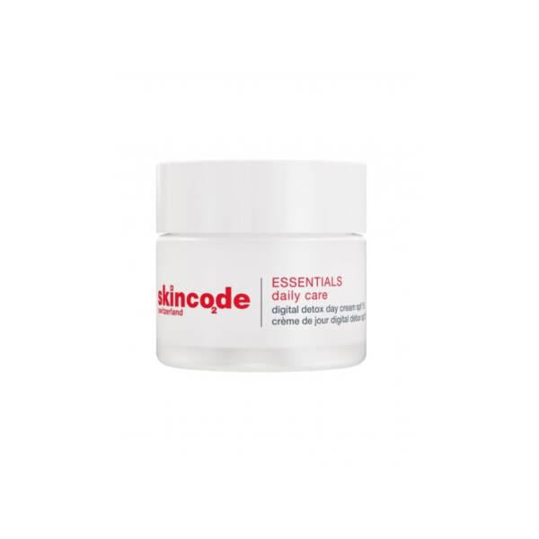 Face cream Skincode Essentials moisturizer jar with SPF15, white container and red logo on Tampa Home & Garden Store