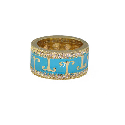 Renaissance Style Ring Pavé Edge Scroll turquoise enamel band with crystals by Lauren G Adams on Tampa Home & Garden Store