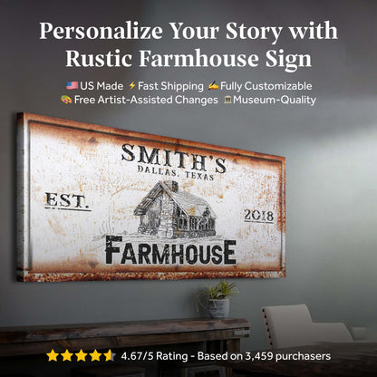 Canvas print Rustic Farmhouse Personalized Sign II by Tailored Canvases, distressed look on Tampa Home & Garden Store