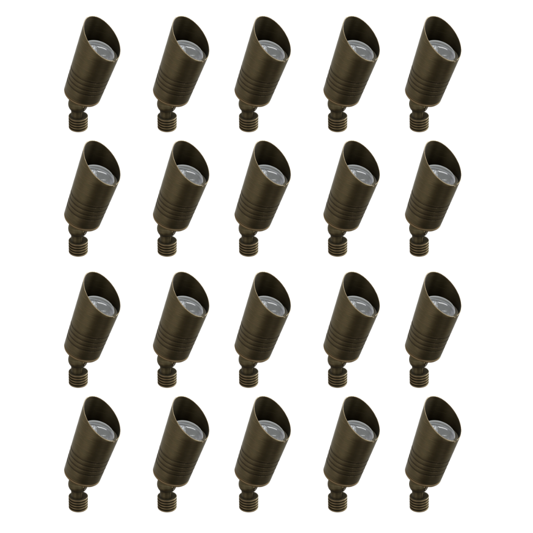 RAL8100 x20 Package Mini Brass Accent Light Low Voltage LED Outdoor Landscape Spotlight - Tampa soil911.com