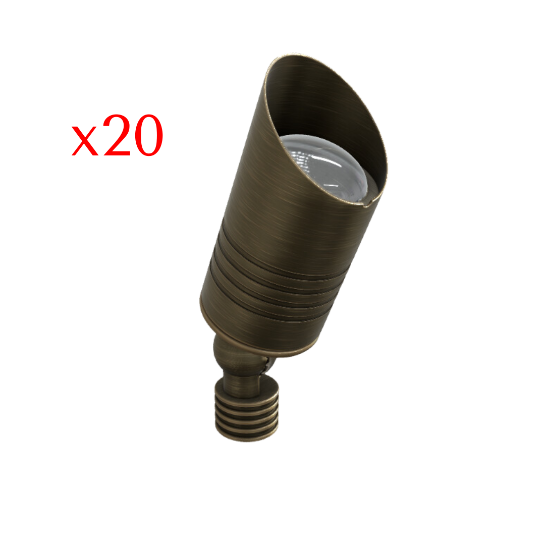 RAL8100 x20 Package Mini Brass Accent Light Low Voltage LED Outdoor Landscape Spotlight - Tampa soil911.com