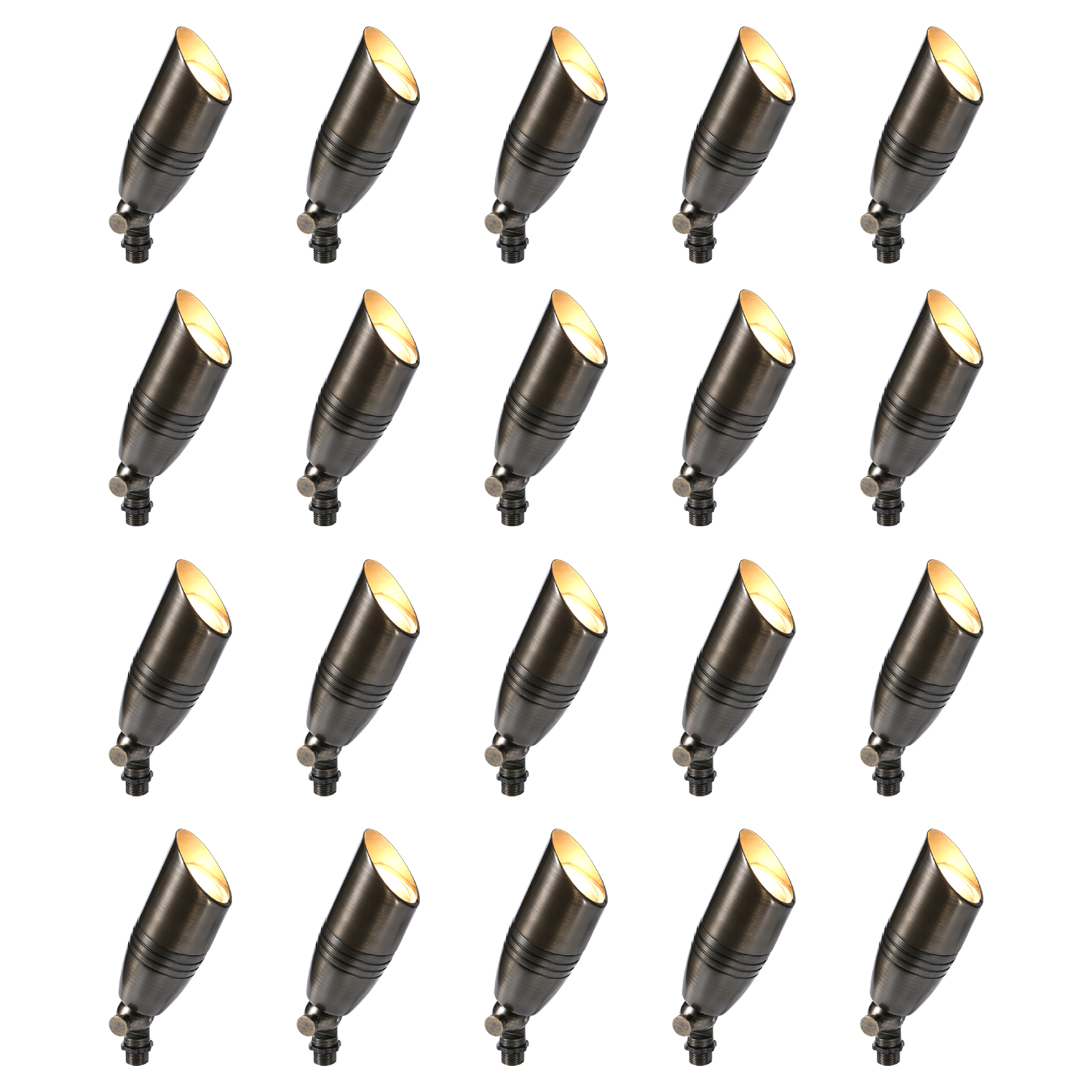 RAL8102 x20 Package Brass Bullet Accent Light Low Voltage LED Outdoor Landscape Spotlight - Tampa soil911.com