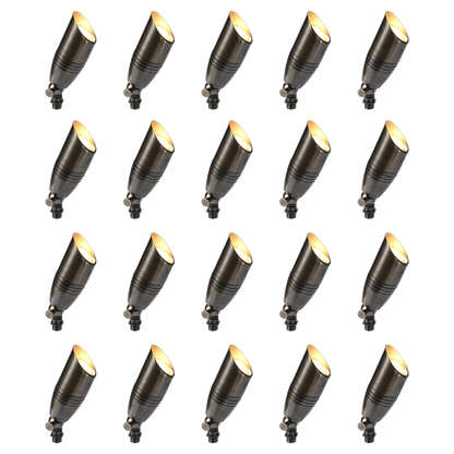 RAL8102 x20 Package Brass Bullet Accent Light Low Voltage LED Outdoor Landscape Spotlight - Tampa soil911.com