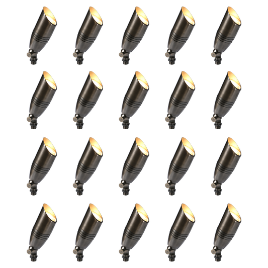 RAL8102 x20 Package Brass Bullet Accent Light Low Voltage LED Outdoor Landscape Spotlight - Tampa soil911.com