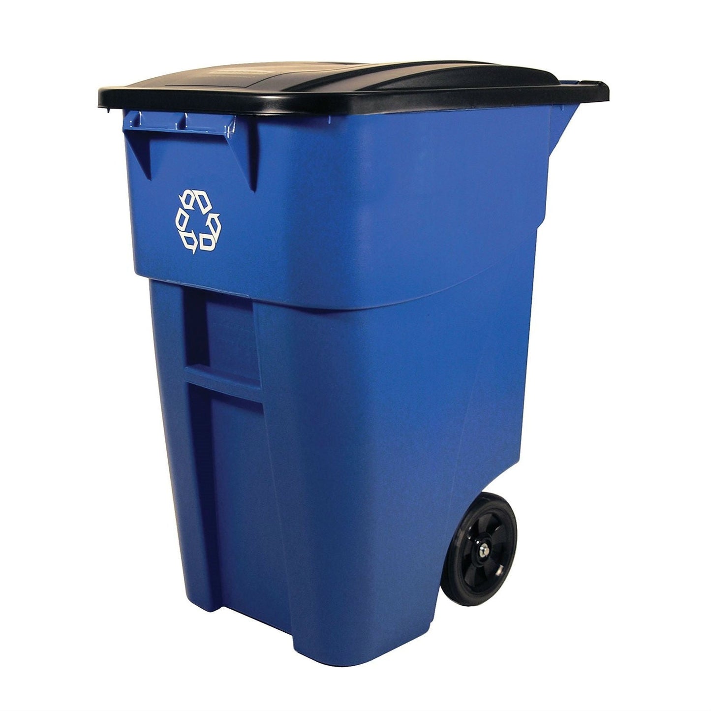 Contenedor de basura con ruedas, comercial, de alta resistencia, para reciclaje, color azul, 50 galones