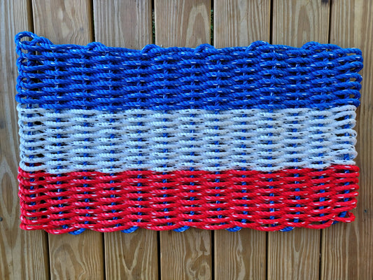 RED WHITE and BLUE stripe Lobster Rope Mat - Tampa Home & Garden Store