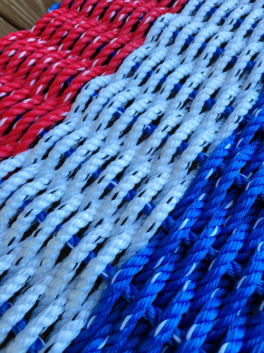 RED WHITE and BLUE stripe Lobster Rope Mat - Tampa Home & Garden Store