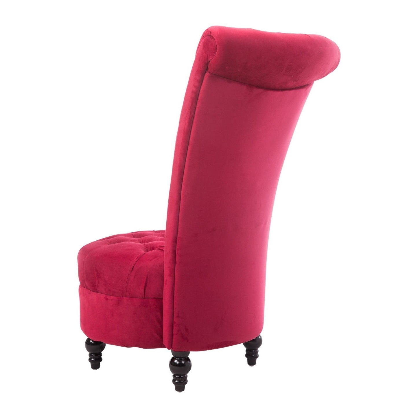 Sillón de terciopelo afelpado rojo con respaldo alto y perfil bajo