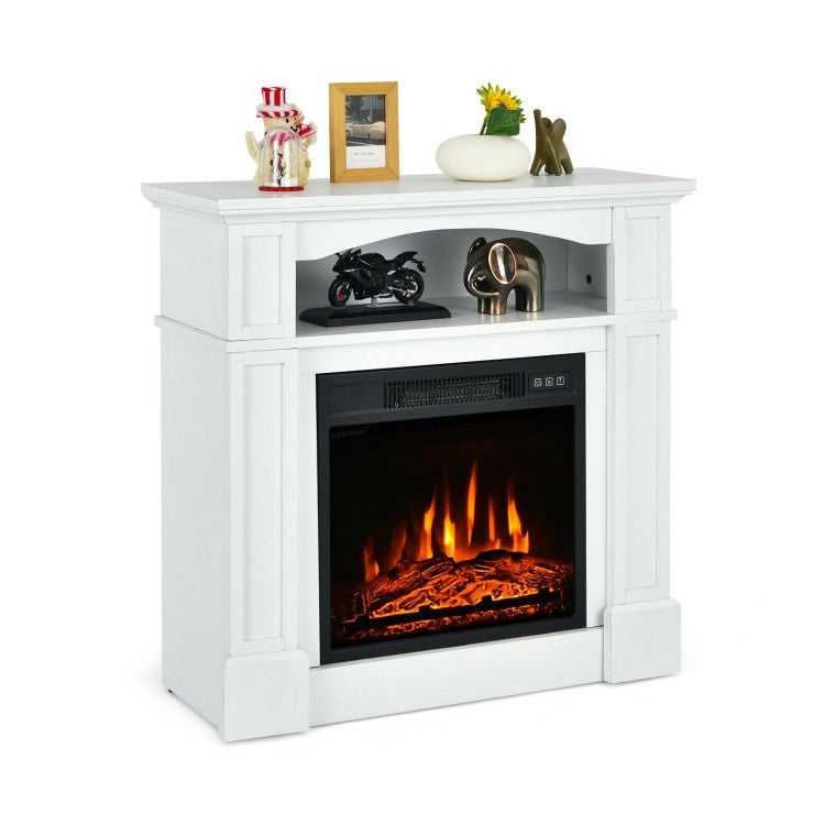 Soporte de TV eléctrico de 32 pulgadas y 1,400 vatios con chimenea y estante, blanco