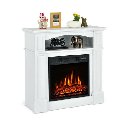 Soporte de TV eléctrico de 32 pulgadas y 1,400 vatios con chimenea y estante, blanco