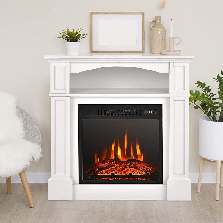 Soporte de TV eléctrico de 32 pulgadas y 1,400 vatios con chimenea y estante, blanco