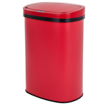 Cubo de basura rojo de acero inoxidable de 13 galones con sensor de movimiento