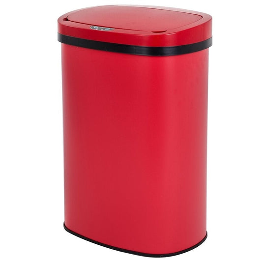 Cubo de basura rojo de acero inoxidable de 13 galones con sensor de movimiento